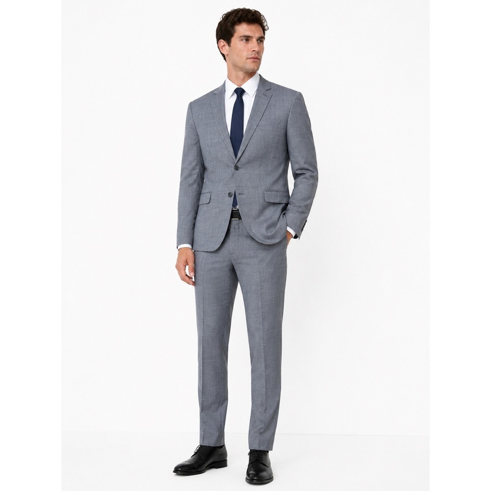 Express Suit Set Mens 42 31/32 Gray Slim Fit Photographer Wool Blend 2-Piece